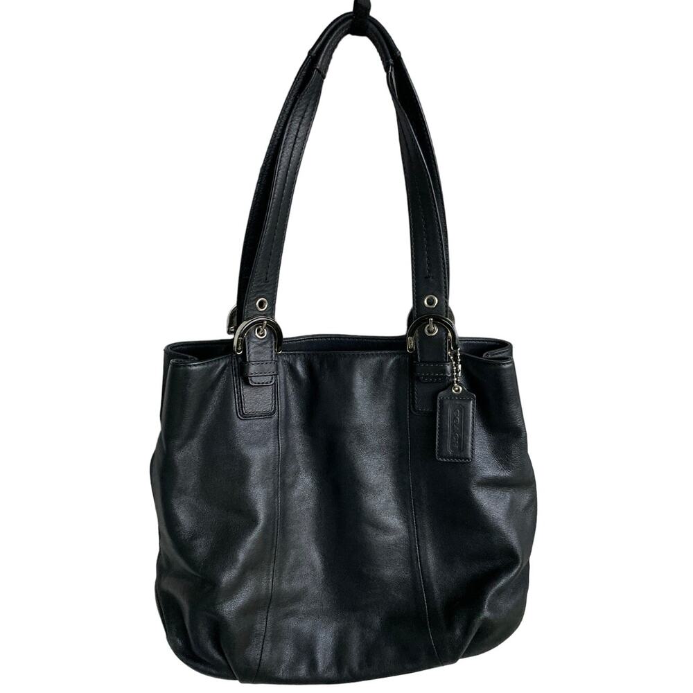 COACH SOHO North South Tote F17216 Black Soft Leather Bag Vintage